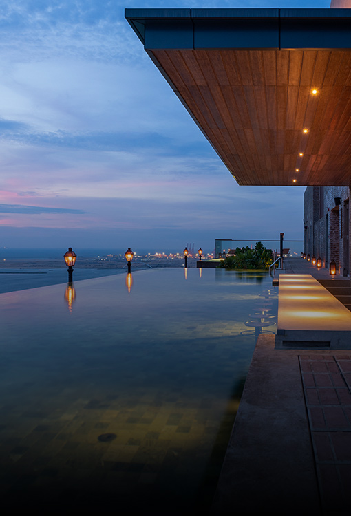 Granbell Hotel rooftop infinity pool overlooking Marine Drive